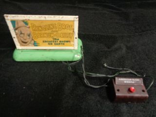 Vintage A.  C.  Gilbert American Flyer Ringling Bros Circus Train Sign And Whistle