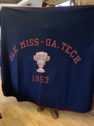 Vintage Ole Miss/georgia Tech 1953 Sugar Bowl Blanket