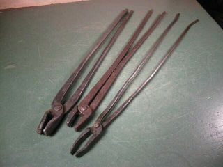 Old Vintage Tools Blacksmithing Fine Tongs Group 3 Types