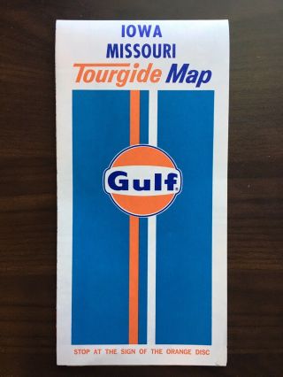 Vintage Gulf Gas & Oil Tourgide Map,  Iowa And Missouri,