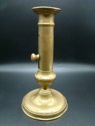 Fine 18th Century Brass Ejector Candlestick From Nh Farm