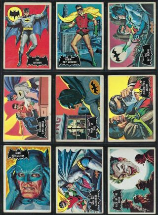 1966 Topps Batman Black Bat Complete Set Of 55 Cards - Low Grade