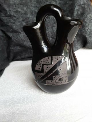 Vintage Signed Mary Saxon Navajo Wedding Vase - - Handmade Pottery