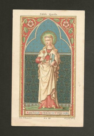 Antique Goldprint Holy Card S.  Rosalia St.  Augustin