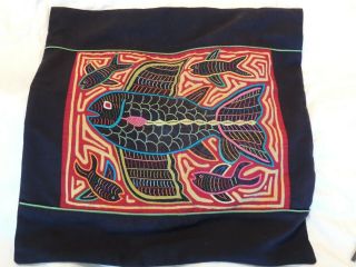 Mola Pillow Cover Kuna San Blas Panama Hand Stitched Fish
