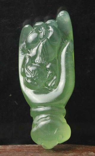 Chinese Natural Jade Hand - Carved Statue Buddha Pendant 1.  9 Inch