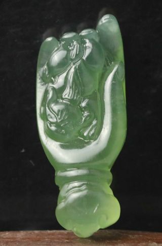 Chinese natural jade hand - carved statue buddha pendant 1.  9 inch 2