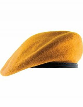 Beret (bt - D11/06) Gold With Leather Sweatband Size 7 1/8 " (unlined)