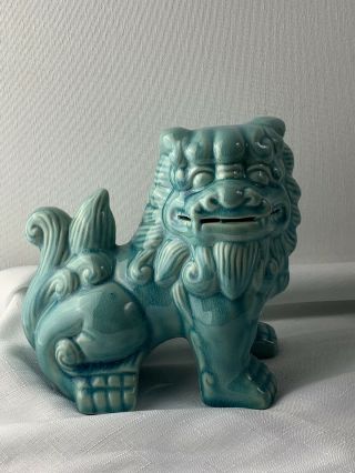 Vintage Chinese Pottery Glazed Ceramic Foo Dog Lion Dragon Figurine 7 1/2” Large