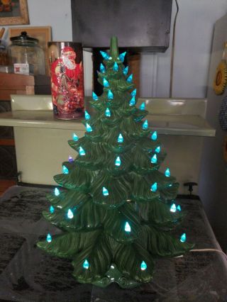 Large Vintage Ceramic Christmas Tree Great Shape Atlantic Mold 24 