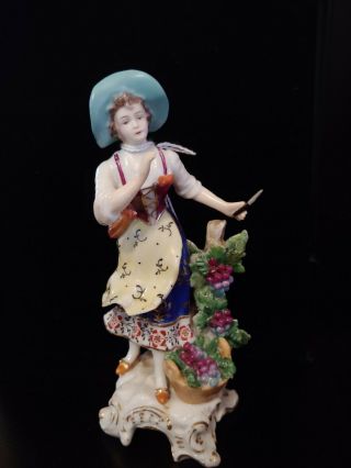 Antique Chelsea Derby English Porcelain Female With Knife Figurine Gold Anchor
