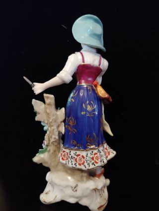 ANTIQUE CHELSEA DERBY ENGLISH PORCELAIN FEMALE WITH KNIFE FIGURINE GOLD ANCHOR 2
