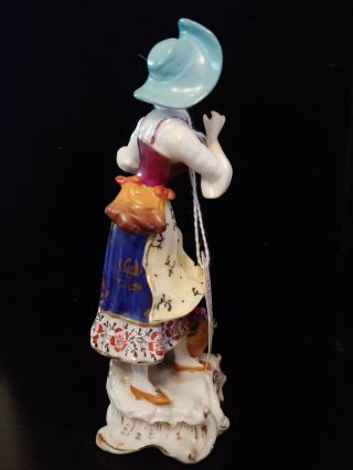 ANTIQUE CHELSEA DERBY ENGLISH PORCELAIN FEMALE WITH KNIFE FIGURINE GOLD ANCHOR 3