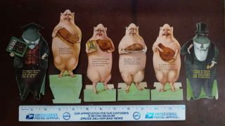 Group Of 4 Fidelity Hams Dress Up Pigs Paper Dolls Vintage Trade Card Aa846