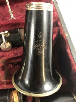 5 STAR by SML Paris,  France Antique Clarinet Wood Vintage with Case 3