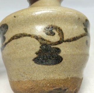 D596: Japanese OLD KARATSU pottery small vase with appropriate work and clay 3