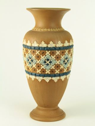 Antique C.  1891 - 1912 Doulton Lambeth Silicon Ware Flower Vase Stoneware