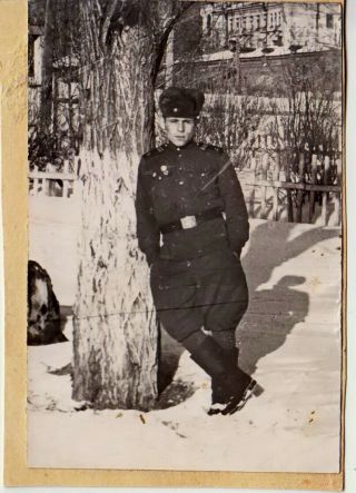 1950s Soviet Army Soldier Man In Military Uniform Russian Vintage Photo