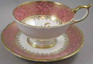 Vintage Aynsley Pink & Gold Wide Mouthed Cup and Saucer with Pink Roses - Teacup 2