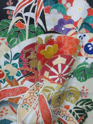 009bcf 1017 Silk Vintagetomesode Fabric Japanese Kimono Flower Hand Painted
