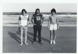 Vintage Photo Young College Guys Posing On Beach Shadows Shirtless Gay Int