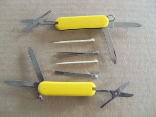 2x - Victorinox Swiss Army Knife Classic SD - Yellow - Very Good/Excellent 2