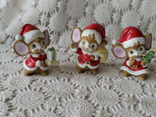 Vintage Ceramic Christmas Mice Set Of 3 By Homco