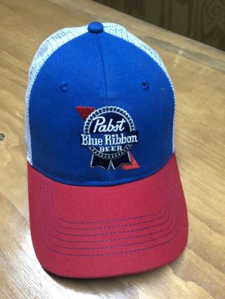 Pbr Pabst Blue Ribbon Beer Embroidered Patch Hat Cap American Mesh Distressed Rd
