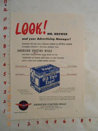 1950 American Coating Mills Beer Trade Ad G.  Heileman Brewing Co La Crosse Wi