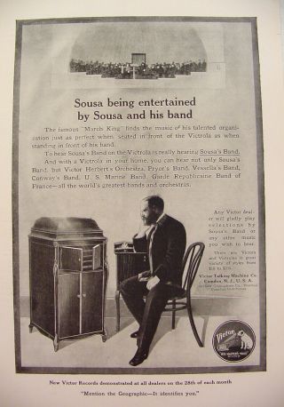 1914 Victor Victrola John Philip Sousa & His Band Print Ad