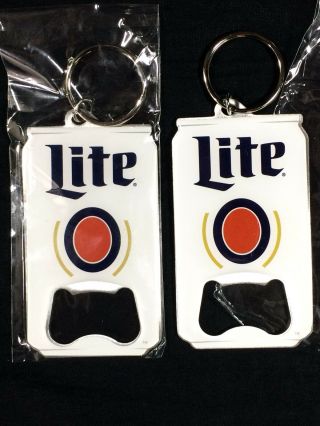 2 Miller Lite Bottle Opener Keychains Beer Can Shape