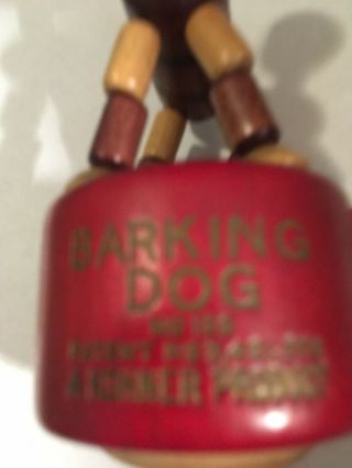 Barking Dog Wooden Push Puppet Kohner vintage 1940 ' s bark (squeak) no box b 2
