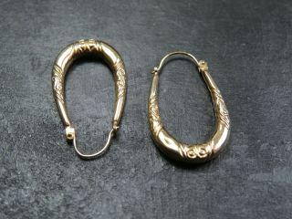 Vintage 9ct Gold Creole Hoop Earrings C.  1990