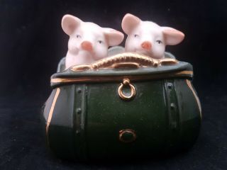 Rare Victorian Pig Fairing Two Pigs In Purse German Porcelain