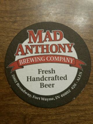 Beer Brewery Coaster Mad Anthony Brewing Co Fort Wayne,  Indiana Since 1998
