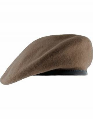 Beret (bt - D19/09) Ranger Tan With Leather Sweatband Size 7 1/2 " (unlined)