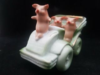 Rare Victorian Pig Fairing 2 Pigs In Car & Pig Balancing German Porcelain