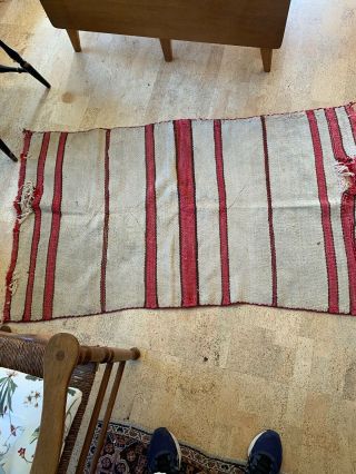 Very Old Navajo Saddle Blanket With Issues And Many Lazy Lines
