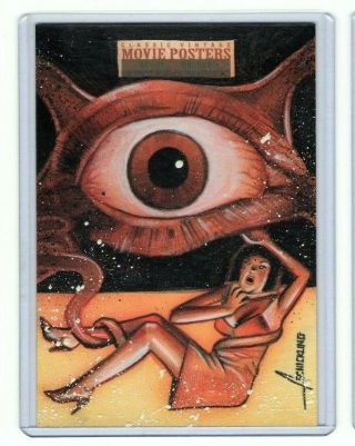 Classic Sci - Fi Horror Movie Posters Adam Schickling Sketch Card The Crawling Eye