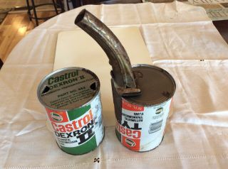 Vintage Castro’s Oil Can & Spout,  Gas And Oil Paper Cans