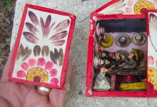 Small Diorama Mexican Folk Art Miniature Shadow Box,  Mexican Hat Makers/Shop 3