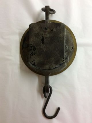 Vintage Brass and Cast Iron 100 Lb.  Hanging Scale John Chatillon & Sons 8” Diam. 3