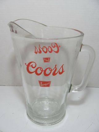 Vintage Coors Banquet Clear Heavy Glass Beer Pitcher