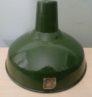 Vintage Benjamin Crysteel Enamel Pendant Light Lamp Shade Industrial 16 " Green 3