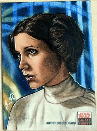 Princess Leia Organa Sketch Card Topps Star Wars Galaxy Art Jedi Movie Drawing