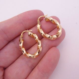 9ct Gold Vintage Twist Design Hoop Earrings,  9k 375