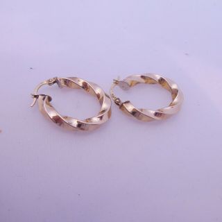 9ct gold vintage twist design hoop earrings,  9k 375 3