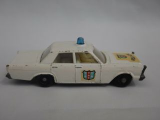 Vintage Lesney Matchbox White Police Ford Galaxie 55/59 Blue Dome