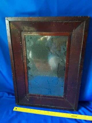 Antique Wood Mirror 1800s Wall Hanging Shaving Picture Frame Primitive Victorian