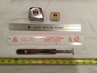 Vintage Ih International Harvester Tape Measures (2) And Rulers (3)